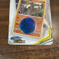 Pokemon Sun & Moon Cosmic Eclipse Sealed Blister Pack Terrakion Promo Coin New - Image 3