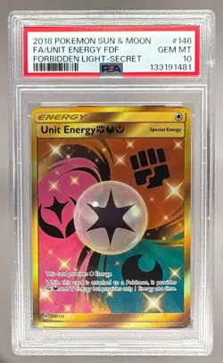 133191481 Unit Energy 2018 Pokemon Sun & Moon Forbidden Light #146 PSA 10 - Image 1