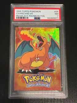 1999 TOPPS POKEMON THE MOVIE EDT FOIL #E6 CHARIZARD #6 PSA 7 - Image 1