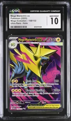 Pokemon Mega Manectric ex 2025 Mega Evolution 158/132 Ultra Rare Holo CGC 10 - Image 1