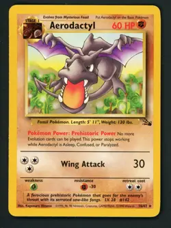 Pokemon TCG Aerodactyl 16/62 Rare Unlimited Fossil Unlimited LP - Image 1