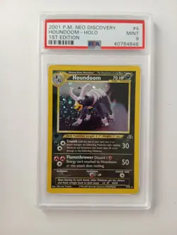 2001 Pokemon 1st Edition Neo Discovery HOUNDOOM Holo Rare #4/75 PSA 9 MINT - Image 1