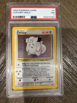 Pokemon TCG Clefairy Base Set 5/102 Holo Rare PSA 7 Holo 1999 - Image 1