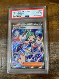 POKEMON 2024 Surging Sparks Ultra Rare Trainer LISIA'S APPEAL #234 PSA 10 Gem - Image 1