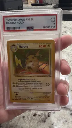 1999 Pokemon Fossil Raichu Holo Rare PSA 7 Near Mint 14/62 BRAND NEW CERT - Image 1