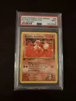Pokemon 2000 Gym Heroes 1st Edition Blaine's Growlithe 62/132 PSA 9 MINT - Image 1