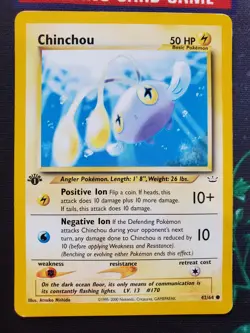 Chinchou 1st Edition 42/64 Common Neo Revelation Pokemon Vintage WOTC MP - Image 2