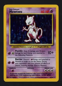 Mewtwo 10/102 Base Set Holofoil Holo Rare Pokemon TCG - Image 1