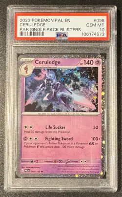 Ceruledge Cosmos Holo Pokemon Paldea Evolved Single Pack Blisters 098/193 PSA 10 - Image 1