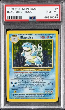 1999 POKEMON BASE SET UNLIMITED #2 BLASTOISE-HOLO PSA 8 - Image 1