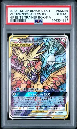 2019 POKEMON SM BLACK STAR PROMO FULL ART/MOLTRES & ZAPDOS & ARTICUNO GX PSA 10 - Image 1