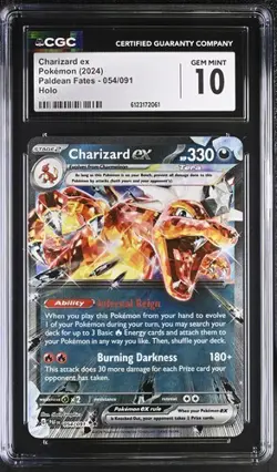 Pokemon Charizard ex 2024 Paldean Fates 054/091 Holo CGC 10 - Image 1