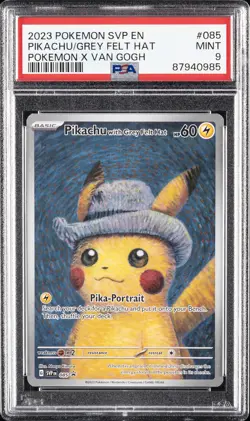 2023 POKEMON SVP EN-SV BLACK STAR PROMO #085 PIKACHU WITH GREY FELT HAT PSA 9 - Image 1