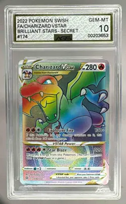 3653 Charizard VSTAR 2022 Pokemon Sword & Shield Brilliant Stars #174/172 AGS 10 - Image 1