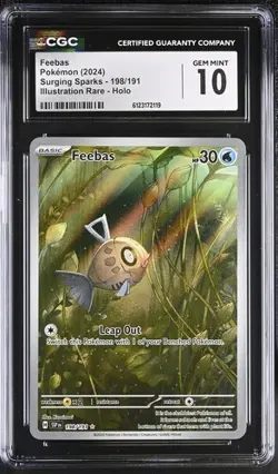 Pokemon Feebas 2024 Surging Sparks 198/191 Illustration Rare Holo CGC 10 - Image 1