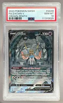 0025 Zacian V 2023 Pokemon Sword & Shield Crown Zenith #GG48 Galarian PSA 10 - Image 1