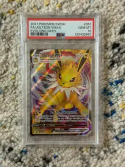 2021 POKEMON SWORD & SHIELD EVOLVING SKIES #051 FULL ART/JOLTEON VMAX PSA 10 - Image 1