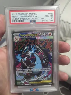 2025 POKEMON MEP EN BLACK STAR PROMO 023 MEGA CHARIZARD X EX PSA 10 - Image 1