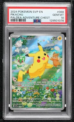 Pikachu Paldea Adventure Chest Holo Pokemon Scarlet Violet Black Star PSA 10 - Image 1
