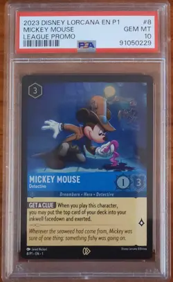 2023 Disney Lorcana EN P1 League Promo #8 Mickey Mouse - Detective PSA 10 - Image 1