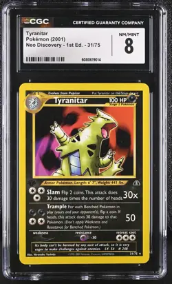 CGC 8 NM/MINT Tyranitar Neo Discovery 1st Edition 31/75 Pokemon Card - Image 1