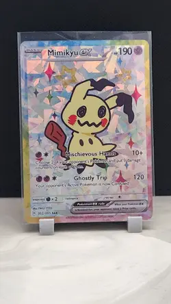 Pokemon Cracked Ice Holo Rainbow Boarder Cute Anime Mimikyu Card - Image 1