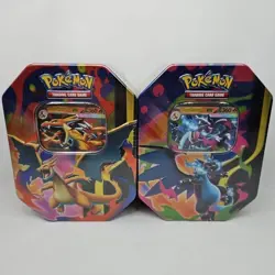 Pokemon Mega Charizard -Set of 2- Tins Mega Charizard Y X EX Factory Sealed - Image 1