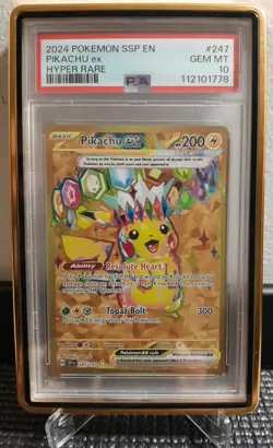 PSA 10 2024 POKEMON SURGING SPARKS HYPER RARE PIKACHU EX #247 - Image 3