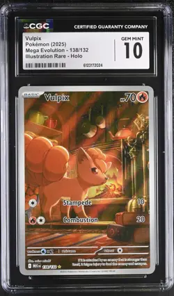 Pokemon 2025 Vulpix IR-Holo Mega Evolution #138 CGC 10 - Image 1