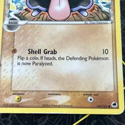 Pokemon TCG Shellder EX Dragon Frontiers 63/101 Regular Common HP D8 - Image 2