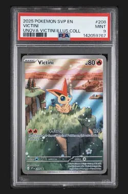 2025 Pokemon SVP EN Unova Victini Illustration Collection #208 Victini PSA 9 - Image 1