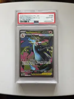 2025 POKEMON PFL EN-PHANTASMAL FLAMES ULTRA RARE #109 MEGA CHARIZARD X EX PSA 10 - Image 1