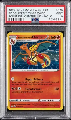 2022 POKEMON SWSH BLACK STAR PROMO #075 SPECIAL DELIVERY CHARIZARD-HOLO PSA 9 - Image 1