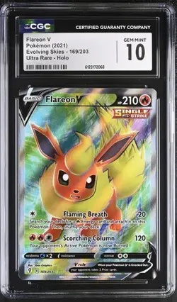 Pokemon Flareon V 2021 Evolving Skies 169/203 Ultra Rare Holo CGC 10 - Image 1