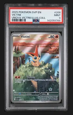 2025 Pokemon SVP EN Unova Victini Illustration Collection #208 Victini PSA 9 - Image 1