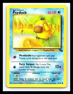 💥 Psyduck Fossil Rare Non Holo Pokemon 1999 Vintage # 53/62 - Image 1