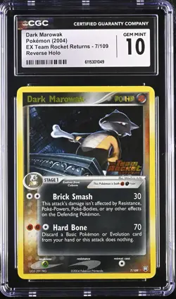 CGC 10 Dark Marowak EX Team Rocket Returns 7/109 Reverse Holo Stamped Pokemon - Image 1