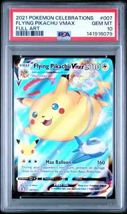 2021 POKEMON CELEBRATIONS #007 FULL ART/FLYING PIKACHU VMAX PSA 10 - Image 1