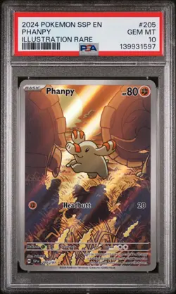 PSA 10 Phanpy Illustration Rare 205/191 Surging Sparks Pokemon TCG - Image 1