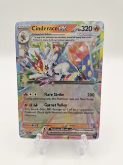 Pokemon TCG Cinderace EX Stellar Crown Holo Double Rare Card 028/142 Sv07 - Image 1