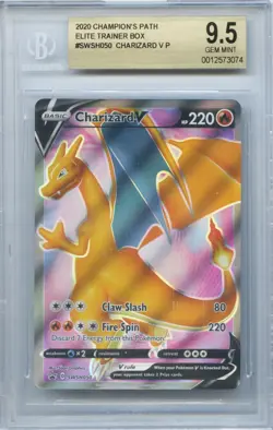 BGS 9.5 Mint+ Pokemon TCG Champions Path Charizard V Promo Full Art Card SWSH050 - Image 1