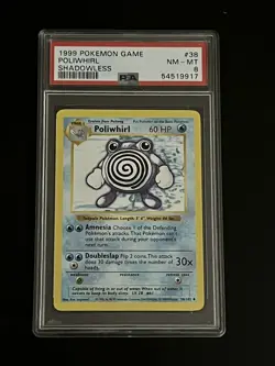 Pokemon Base set Shadowless Poliwhirl PSA 8 Fresh Cert - Image 1