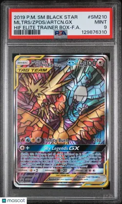 2019 Pokemon Sun & Moon Promo Moltres & Zapdos & Articuno GX SM210 PSA 9 - Image 1