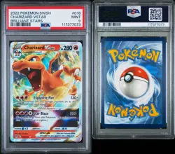 2022 POKEMON SWORD & SHIELD BRILLIANT STARS #018 CHARIZARD VSTAR PSA 9 - Image 2