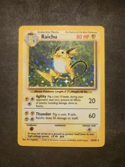 Raichu 14/102 Pokemon TCG 1999 Base Set Unlimited Holo Rare LP - Image 1