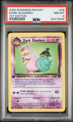 POKEMON DARK SLOWBRO 2000 ROCKET 1ST EDITION #12 NON-HOLO PSA 8 - Image 1