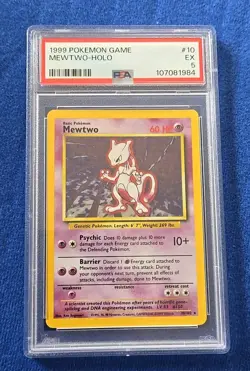 1999 Pokemon Mewtwo Holo Base Set #10 Holo PSA 5 - Image 1