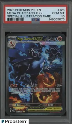 2025 POKEMON PFL EN-PHANTASMAL FLAMES #125 MEGA CHARIZARD X EX PSA 10 GEM MINT - Image 1