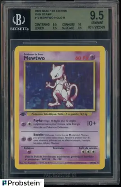 1999 Pokemon Base Set 1st Edition Thin Stamp #10 Mewtwo Holo BGS 9.5 GEM MINT - Image 1