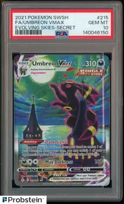 2021 Pokemon SWSH Evolving Skies Secret #215 FA Umbreon VMax PSA 10 GEM MINT - Image 1